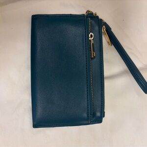 A New Day Teal Clutch with Gold Zipper